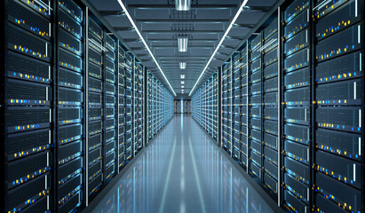 server room data center - 3d rendering