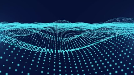 Canvas Print - seamless loop blue wave particle technology background