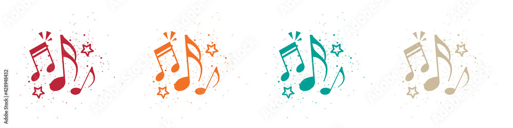 Music Notes Concept - Colorful Vector Illustrations Isolated On White Background - obrazy, fototapety, plakaty 