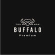 water buffalo monoline outline hipster vintage logo vector icon illustration