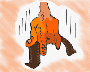 Wall Mural - A strong man hand is holding a handle illustration.