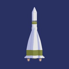 Wall Mural - intergalactic rocket in outer space with engine fire flames. spaceship flying in cosmos. flight of c
