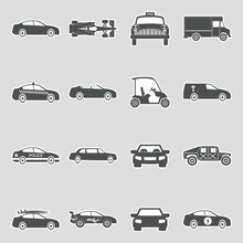 Car Icons. Sticker Design. Vector Illustration.