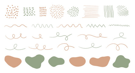 Wall Mural - Organic shapes, spots, lines, dots. Vector set of trendy abstract hand drawn elements for graphic design