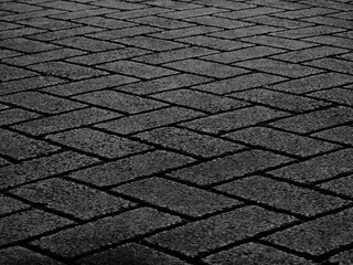 Canvas Print - black stone block walkway texture