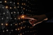 © KanawatTH - Finger touch over a digital data network connection, Technology global network big data analysis background concept