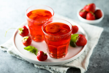 Poster - Traditional homemade lemonade with strawberry