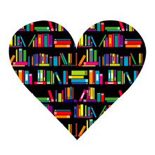 I Love Books Concept With Heart Made Of Books