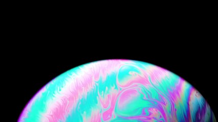 Wall Mural - Bubble color. Globe planet earth in galaxy universe space with abstract sun on black background. Color abstract fluorescent inks in water
