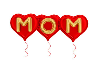 Wall Mural - Realistic 3d balloon with the name mom. Mothers Day.  3d illustration