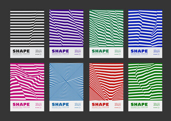Aufkleber - Set of striped abstract posters. Modern minimal optical illusion background.