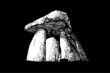 3D illustration of dolmen on black backgound,ruins
