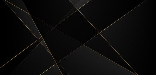 Wall Mural - Abstract black background with gold lines