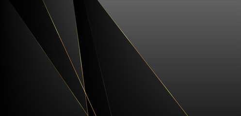 Abstract black background with gold lines