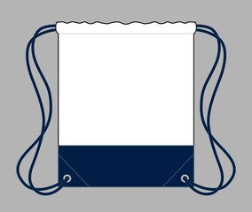 Wall Mural - Two Tone Drawstring Bag White-Navy Design Vector On Gray Background