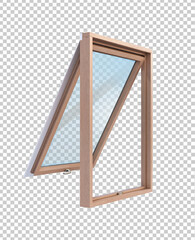 Wall Mural - Wooden window in side projection on transparent background vector illustration