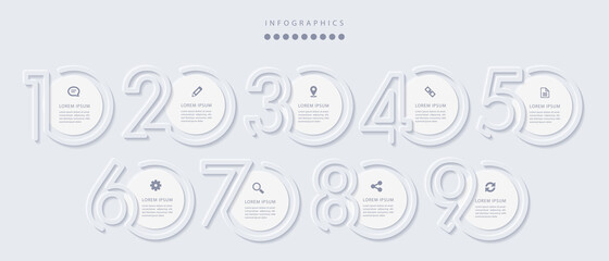 Wall Mural - vector elegant simple refined style infographic design ui template 9 number labels and icons
