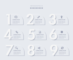 Wall Mural - vector elegant simple refined style infographic design ui template 9 number labels and icons