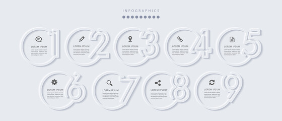 Wall Mural - vector elegant simple refined style infographic design ui template 9 number labels and icons