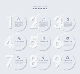 Wall Mural - vector elegant simple refined style infographic design ui template 9 number labels and icons