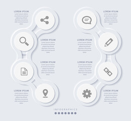 Wall Mural - vector elegant simple refined style infographic design ui template spiral round cross labels and ico