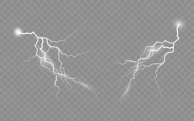 Wall Mural - set of zippers, thunderstorm and effect lightning.