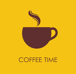 Wall Mural - coffee cup on yellow background. coffee time poster design.