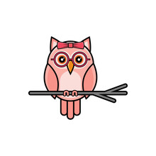 Doodle Illustration Of A Pink Female Owl Vector Graphics