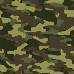 Camouflage modern green pattern seamless element for printing clothes, fabrics. Vector. Hunting and fishing.