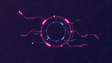 Animation of futuristic HUD user interface. FUI, GUI,UI virtual cyberspace elements. Abstract Computer technology background. hi-tech design.  virtual reality