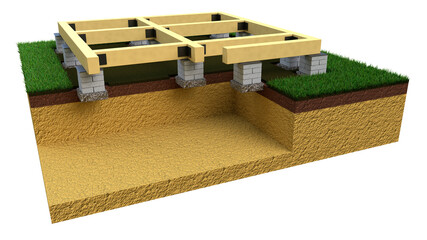 individual footing foundation - isolated creative industrial 3D rendering