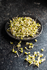 Wall Mural - Sprouted green mung beans. Mung sprouts.