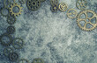 Steampunk background with different sized cogs and gears.