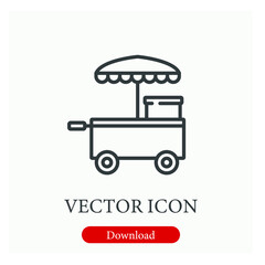 Trailer vector icon.  Editable stroke. Linear style sign for use on web design and mobile apps, logo. Symbol illustration. Pixel vector graphics - Vector