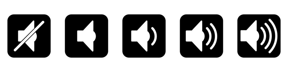 Wall Mural - volume button. set of icons of different volume levels. vector illustration.