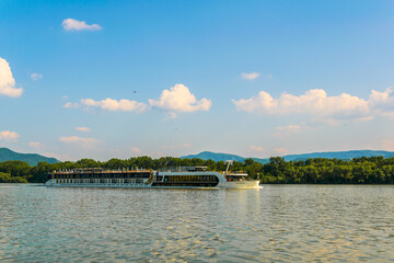 view of the danube river in the bend between visegrad and esztergom in Hungary