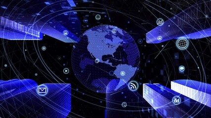 Wall Mural - global communication technology smart city ai world cg background