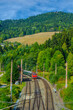 a train is coming into the breitenstein am semmering train station which is part of the famous semmeringbahn in austria, part of the unesco world heritage