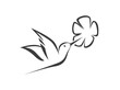 Humming bird and flower stylized elegant simple icon vector.