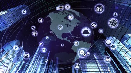 Wall Mural - global communication technology smart city ai world cg background