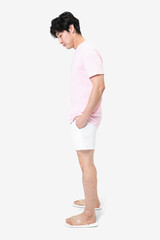 Wall Mural - Pink t-shirt and shorts men's basic wear full body