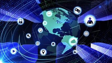 Wall Mural - global communication technology smart city ai world cg background
