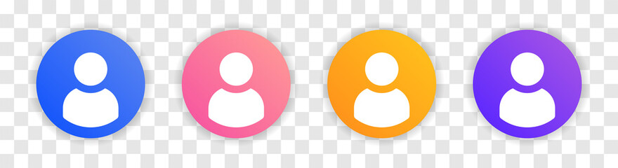 Aufkleber - User vector icons set in round shape interface design. Avatar in circle with transparent background.