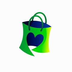 Poster - Sopping bag vector with love concept