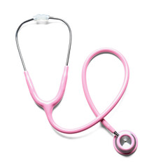 Modern stethoscope on white background