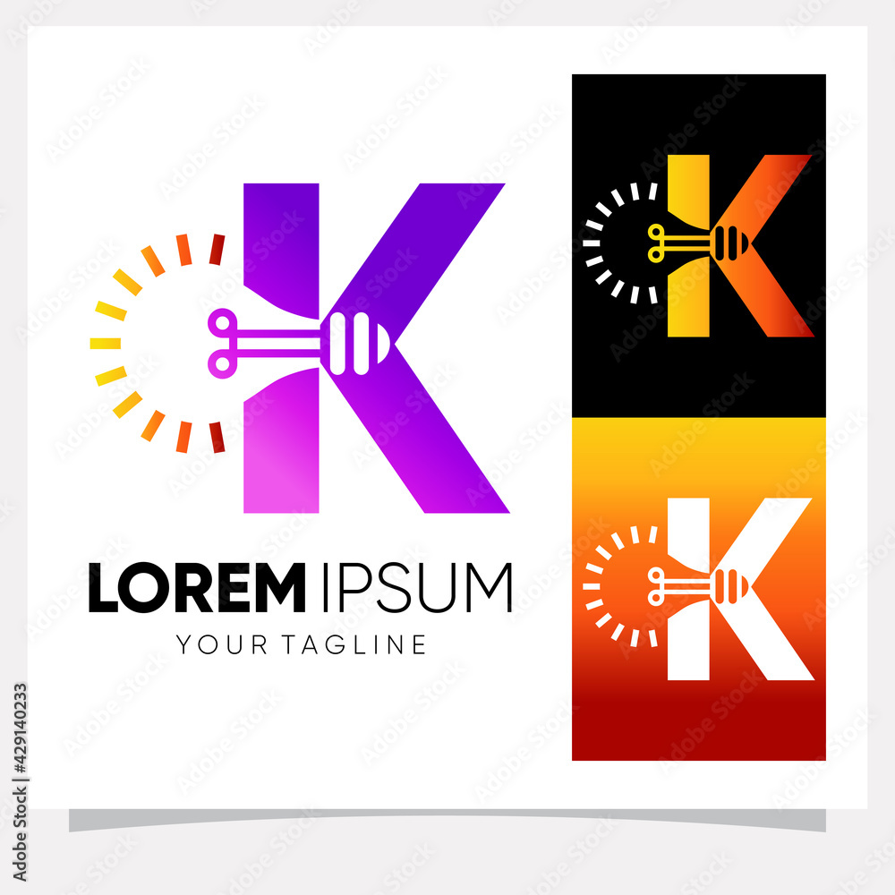 Initial Letter K Smart Light Bulb Logo Design Vector Graphic Stock ...