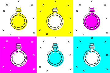 Wall Mural - Set Canteen water bottle icon isolated on color background. Tourist flask icon. Jar of water use in the campaign. Vector