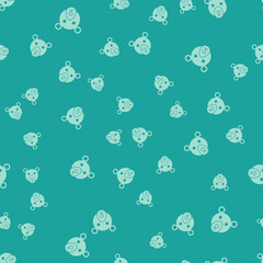 Poster - Green Bear head icon isolated seamless pattern on green background. Vector