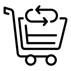 Canvas Print - Cart return shopping icon. Outline Cart return shopping vector icon for web design isolated on white background