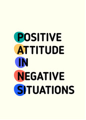 Wall Mural - Positive attitude in negative situation motivational poster quote, gratitude behavior banner for wall